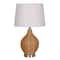 22" Tan Faux Rattan Table Lamp with White Fabric Shade by Ashland®